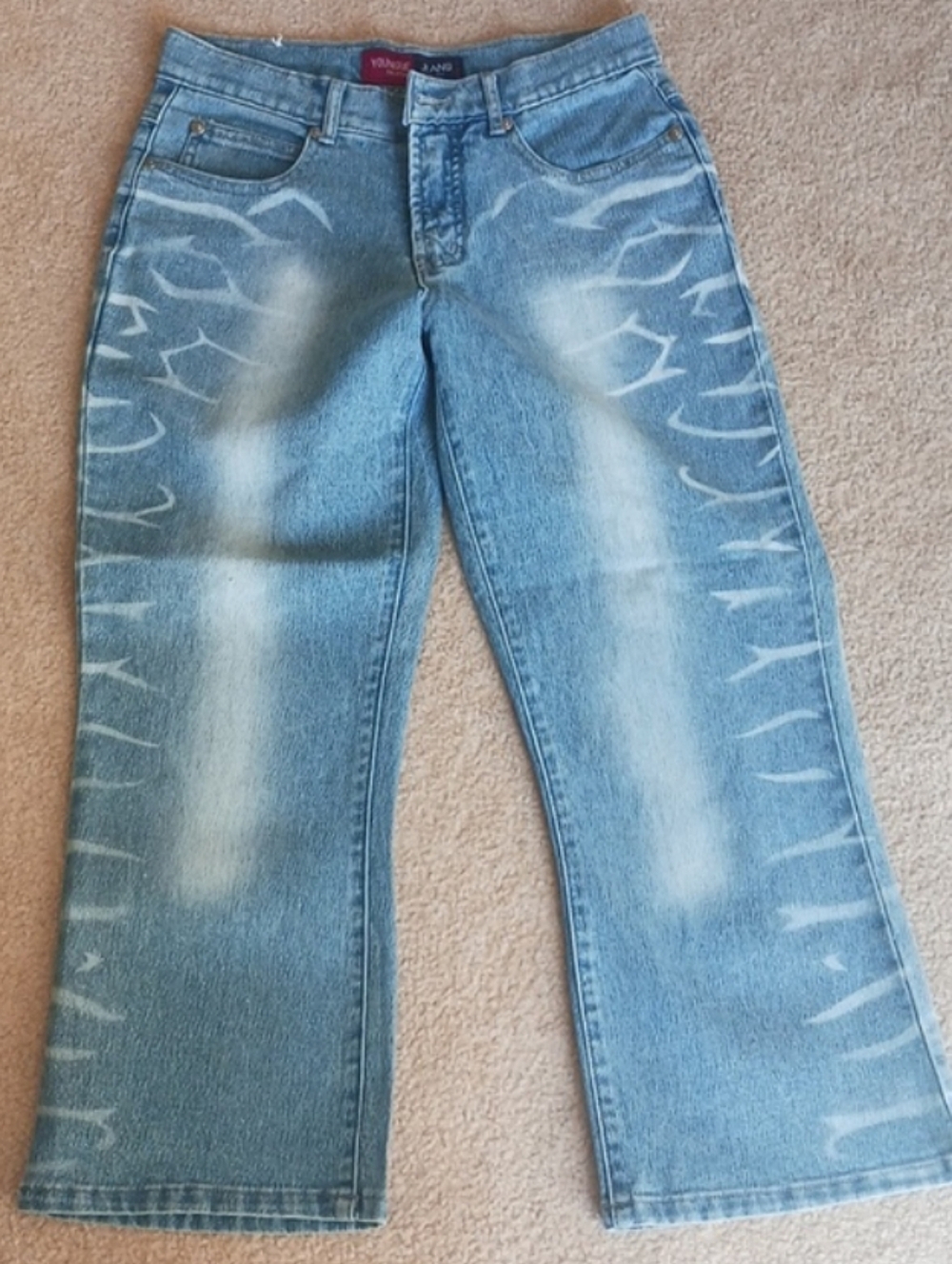 VINTAGE JEANS/YOUNIQUE ORIGINAL,SIZE 1,,swirl Design W/"slight sparkle- new pair
